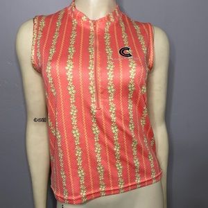 Vintage Pink Yellow Floral Cannondale Womens Sleeveless Cycling Jersey Med USA